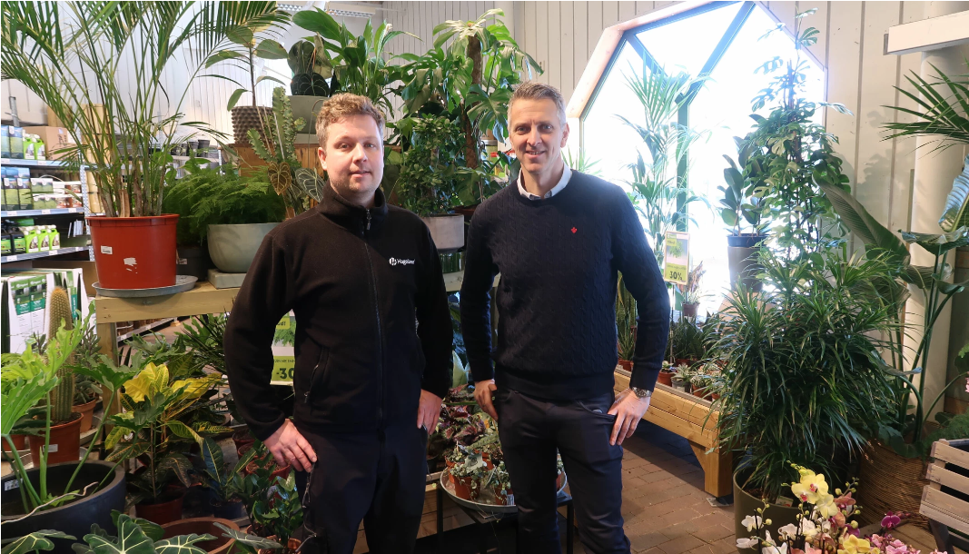 Martin Arvnes, general manager of the garden centre in Kolsås, and Øyvind Krohn, general manager at Hageland,